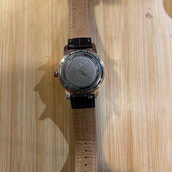 S Coifman Watch With 43mm Silver MoonPhase Chronograph Face & Brown Leather Band - Picture 4 of 5